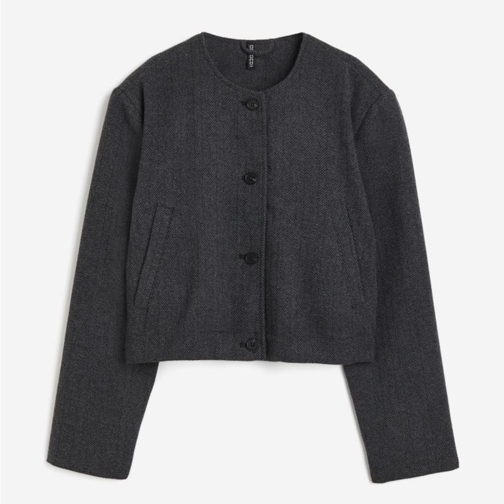 H&M Cropped Padded Shoulder Jacket